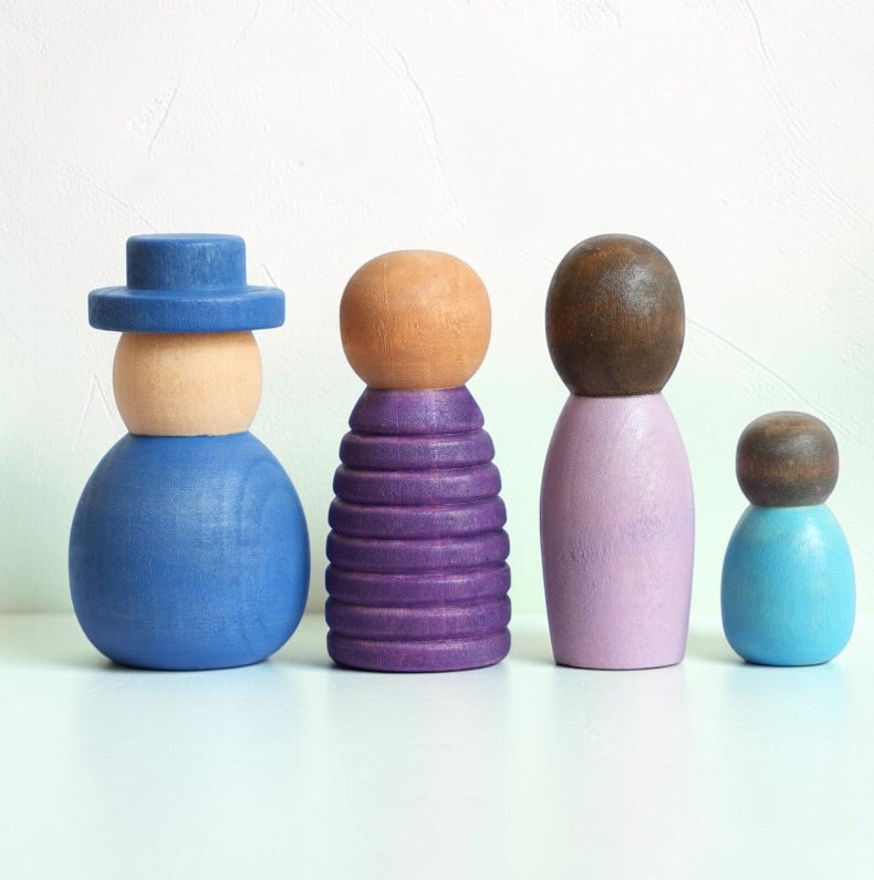 12 Pcs STAINED Wooden “Together” Peg Dolls Set
