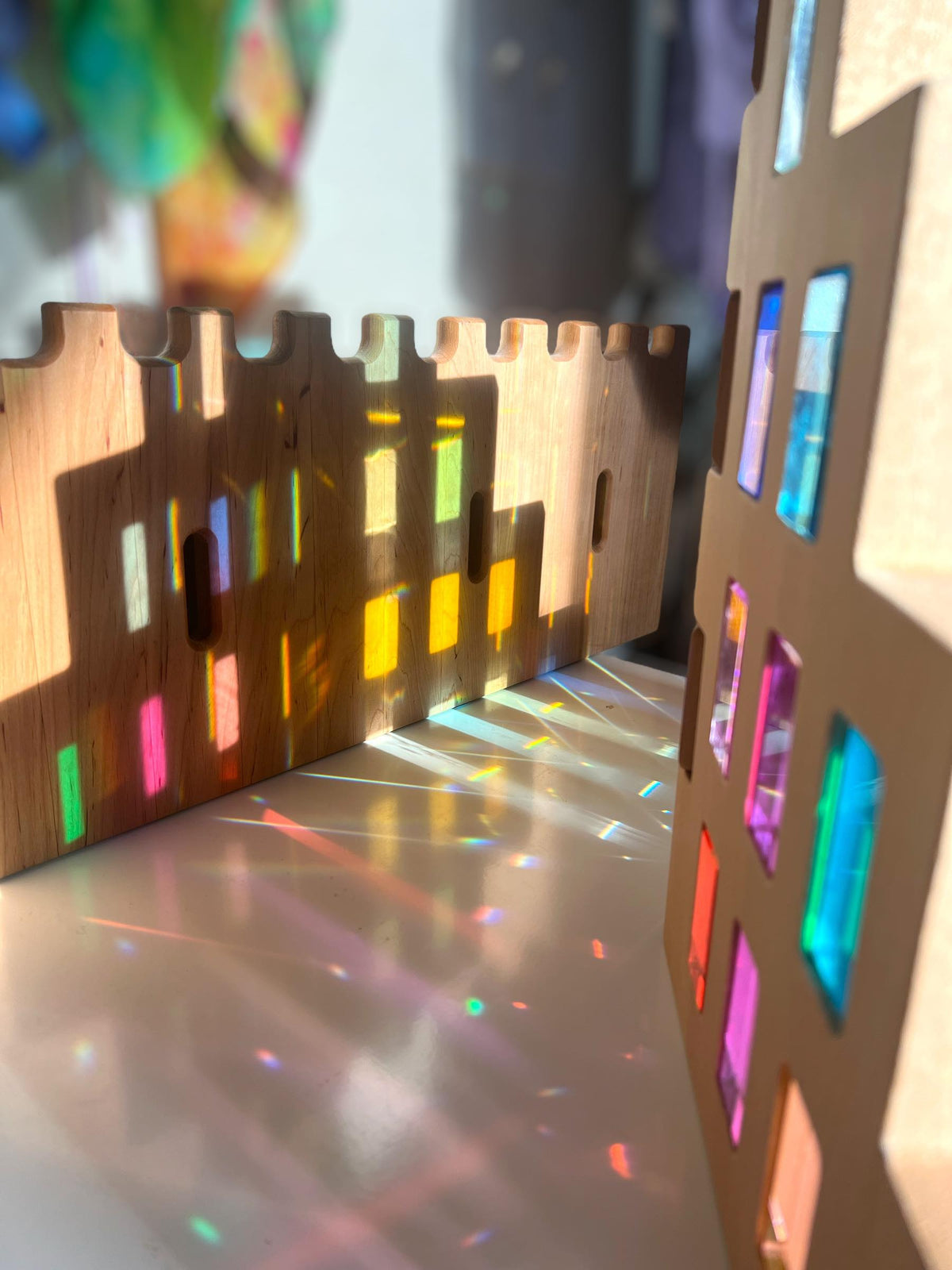 50 Pcs Rainbow Crystal Clear Translucent Rectangular Lucite Building Blocks Set with Storage Tray