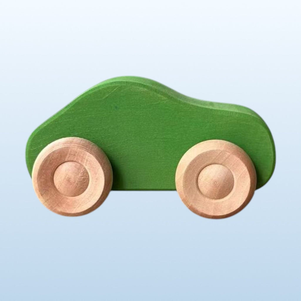 7-Piece Wooden Rainbow Cars Set with 3 Peg Dolls | Stained Basswood or Painted Beechwood