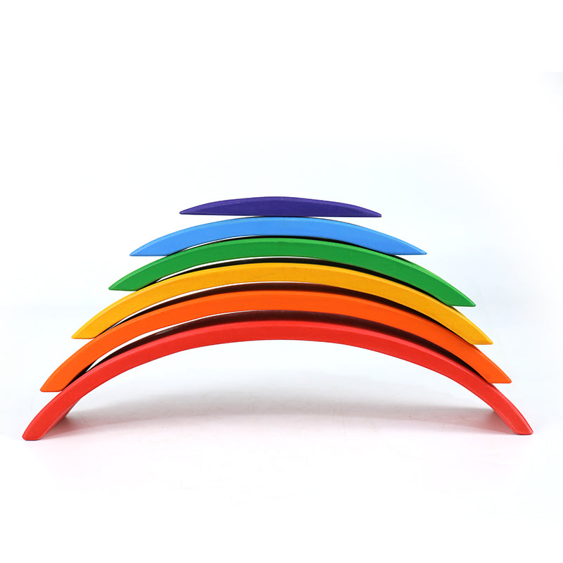 6-Piece Basswood Rainbow Bridge Building Blocks| Painted & Hand-Stained