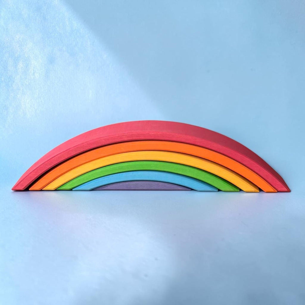 6-Piece Basswood Rainbow Bridge Building Blocks| Painted & Hand-Stained