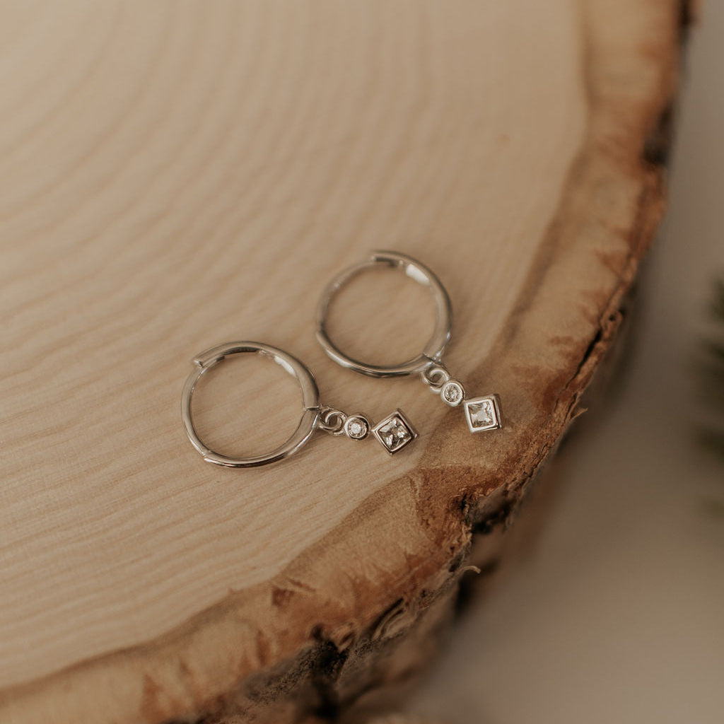 Willow Diamond Dangle Hoops