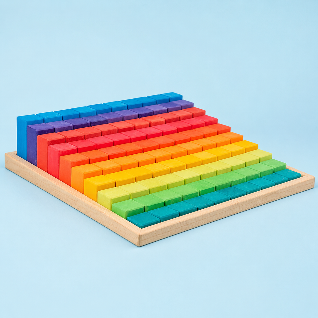 100 Pcs STAINED Large Stepped Counting Wooden Stacking Blocks