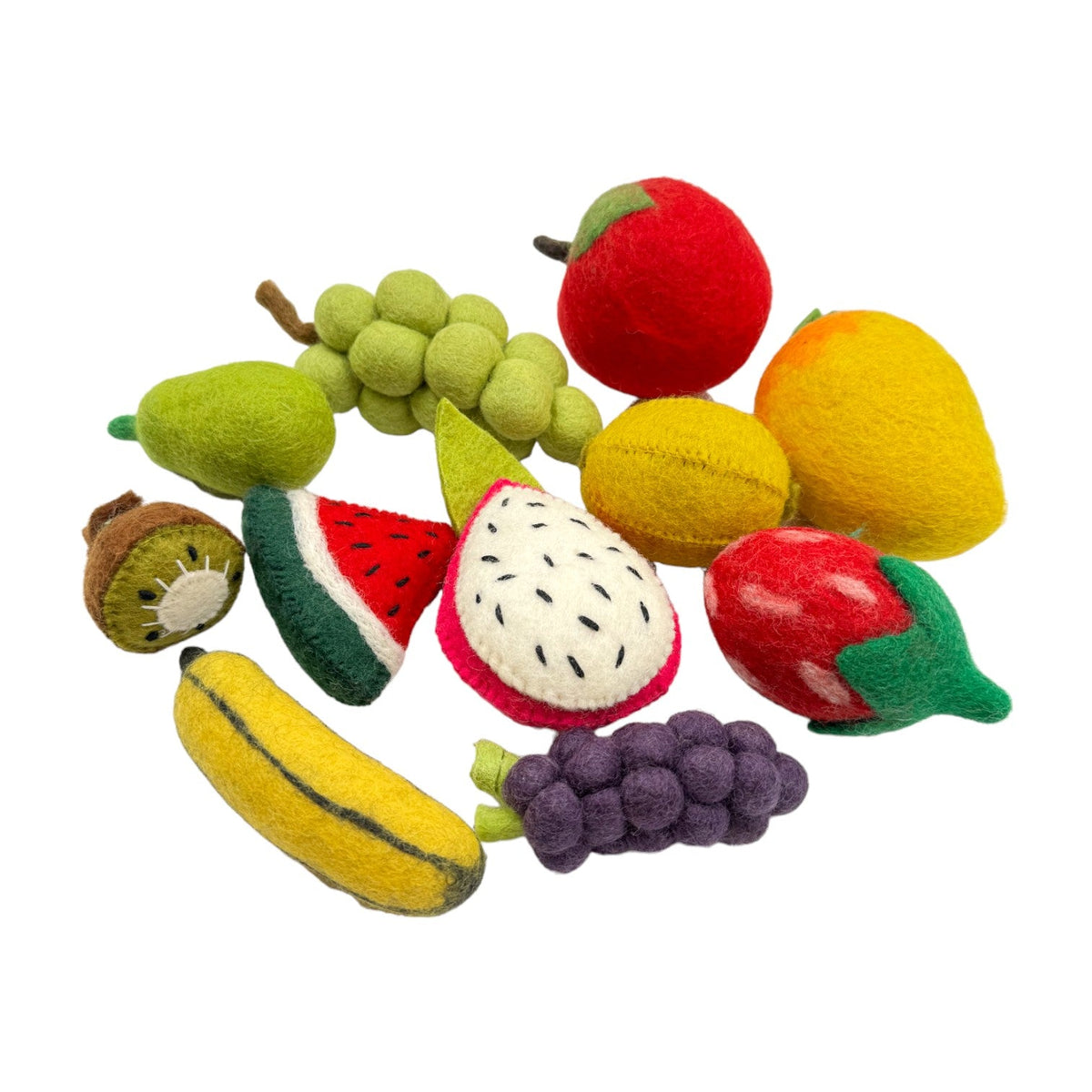 **Pre-order (Ships in 2-3 Weeks)**Handmade in Nepal 100% Wool Felt Foods Play Set for Pretend Cooking and Farmer's Market Play