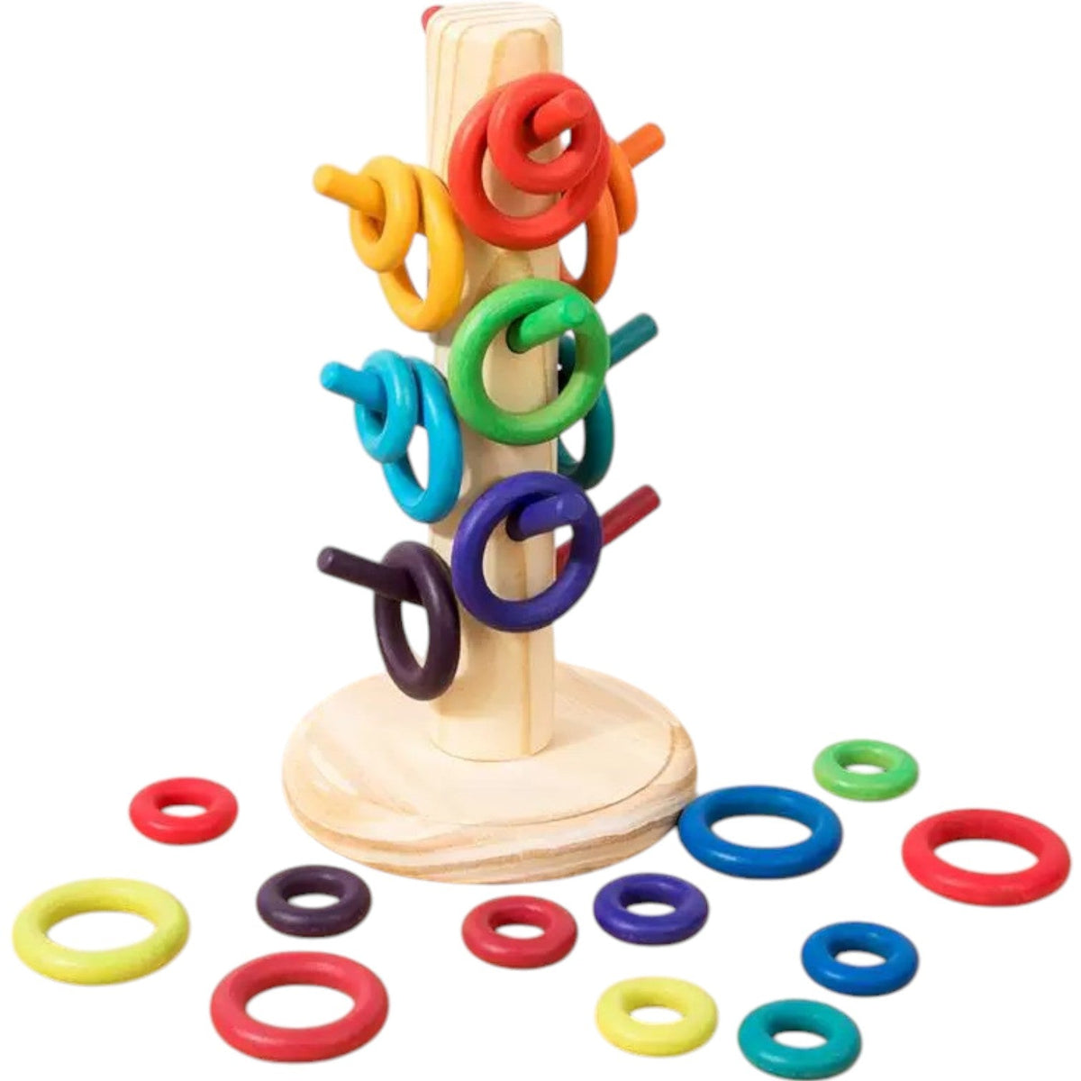 12-Dowel Sorting Tree with 24 Building Rings Set