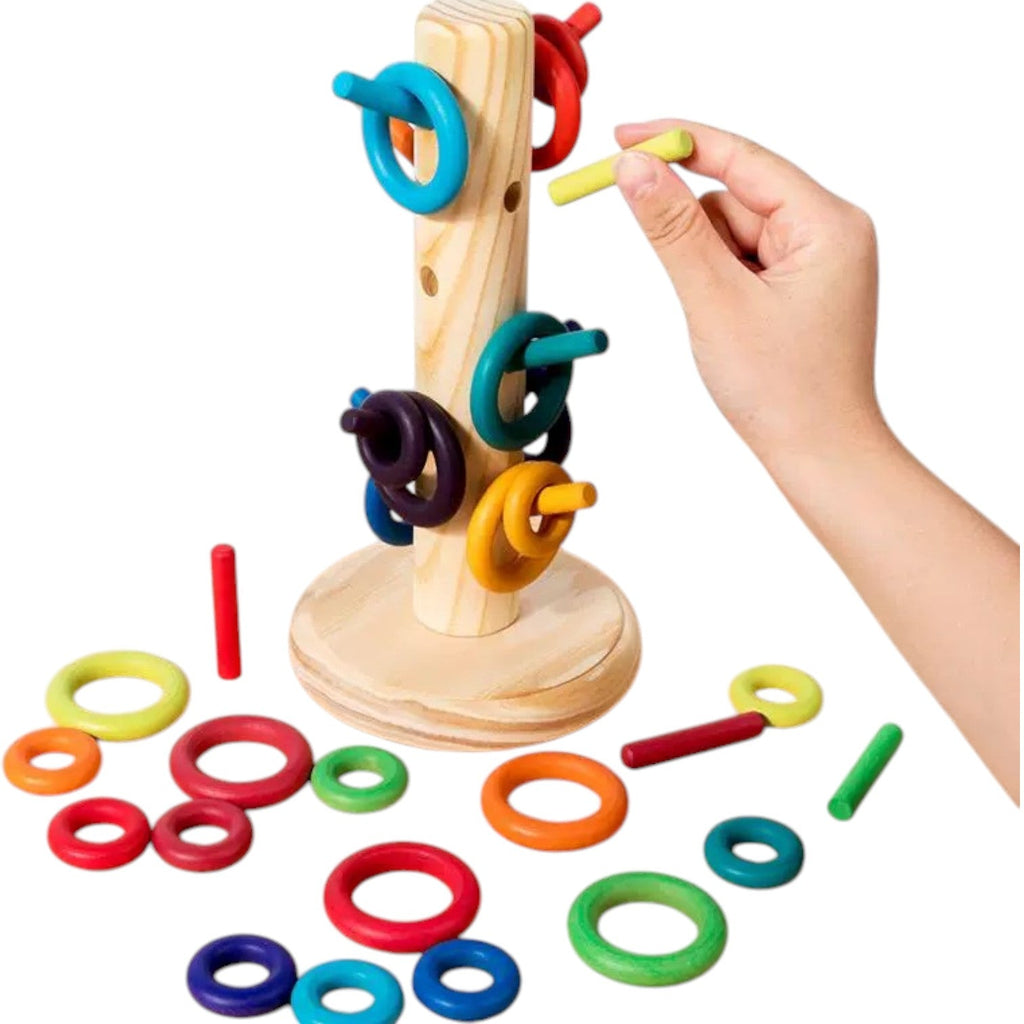 12-Dowel Sorting Tree with 24 Building Rings Set
