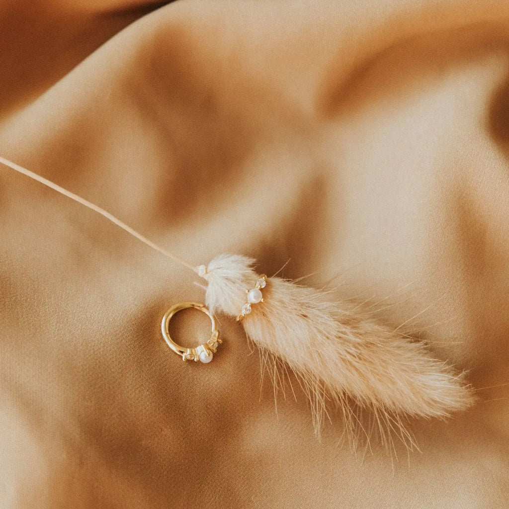 Alexandria Diamond and Pearl Hoops