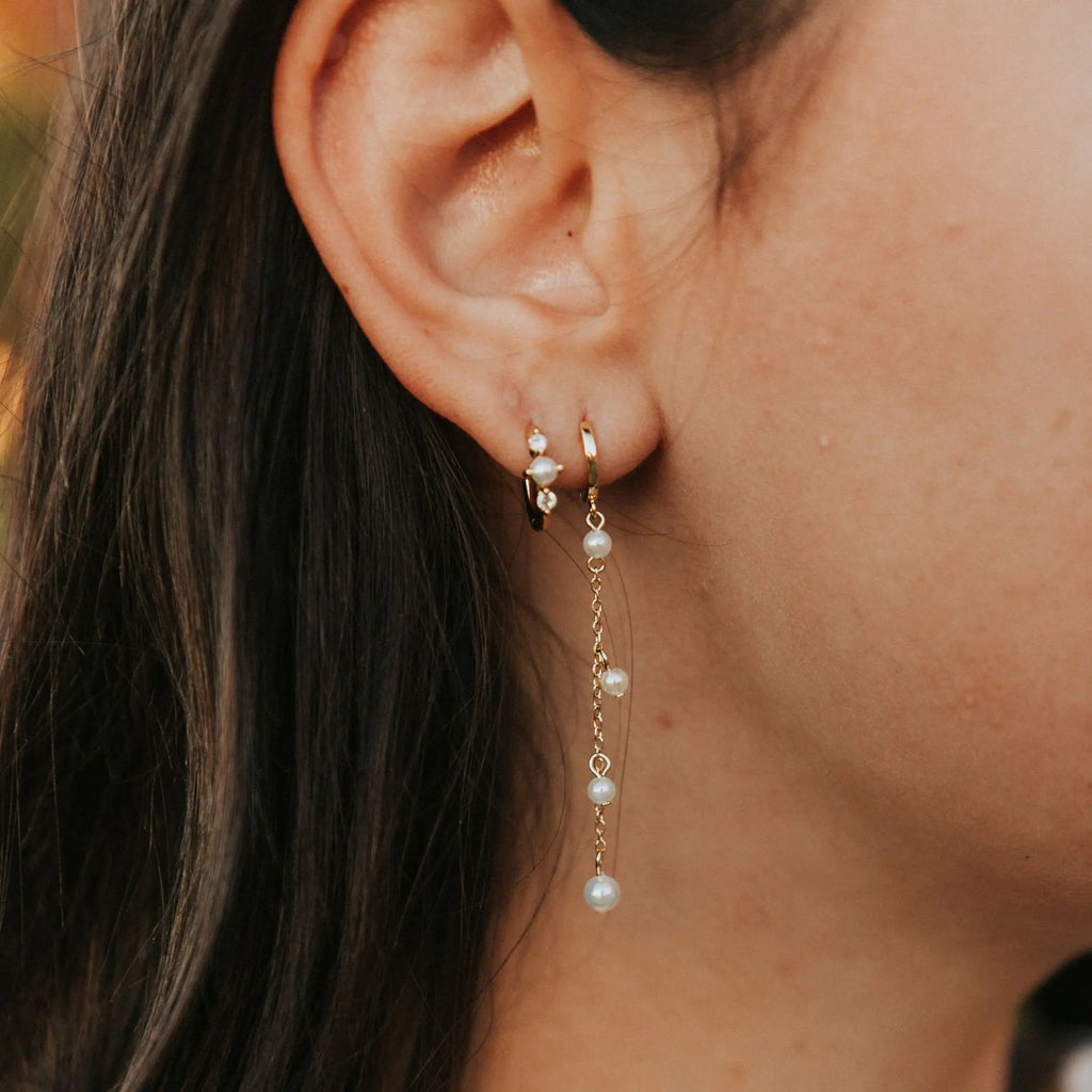 Alexandria Diamond and Pearl Hoops