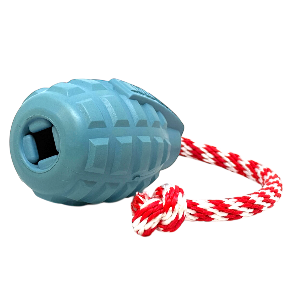USA-K9 Grenade Shaped Rubber Dog Toy - Chew, Treat Dispenser & Tug Toy | USA