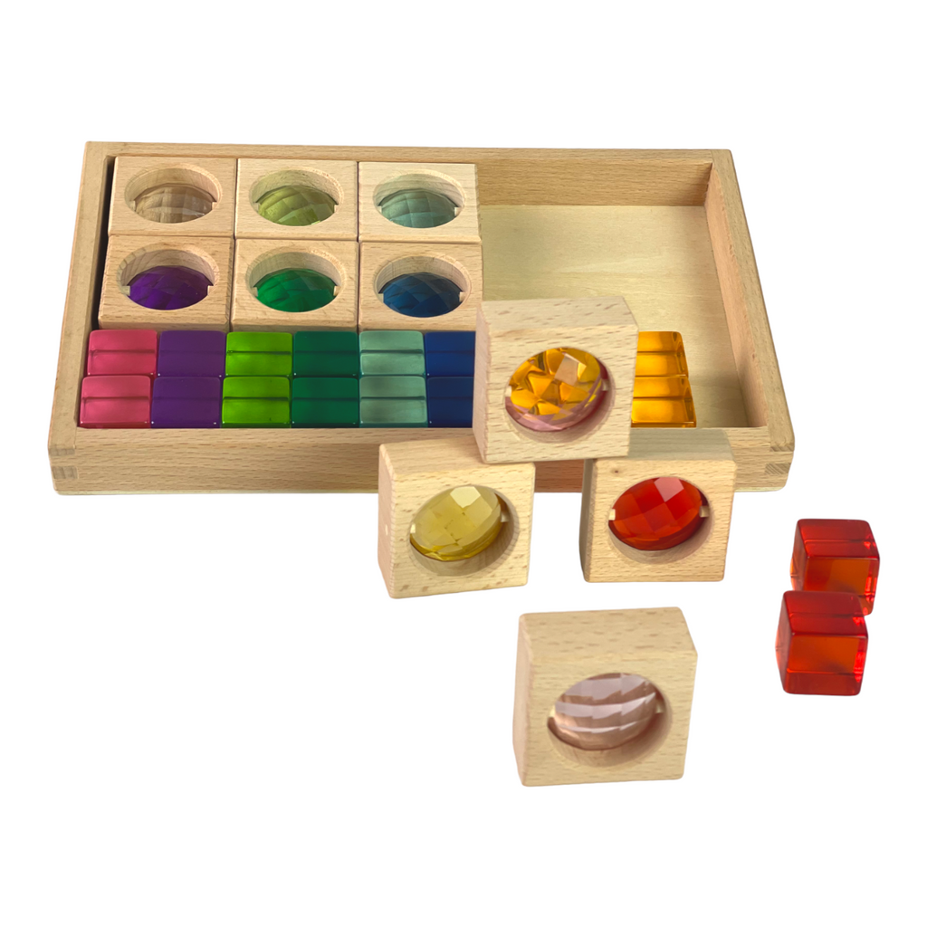 30-Piece Gemmed Translucent Window Blocks & Lucite Cubes Set with Storage Tray