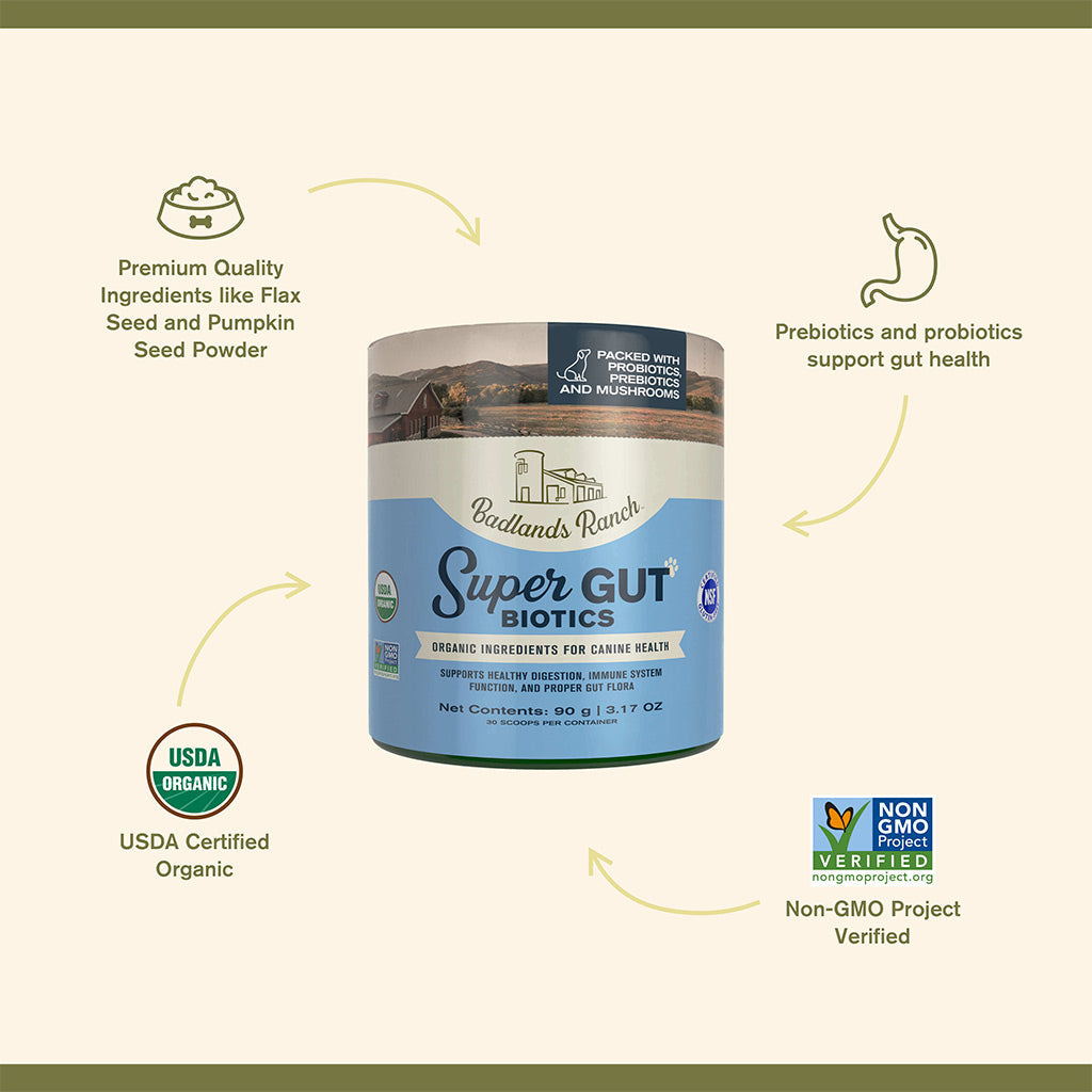 Badlands Ranch Super Gut Biotics Canine Health Supplement, 3.17-oz