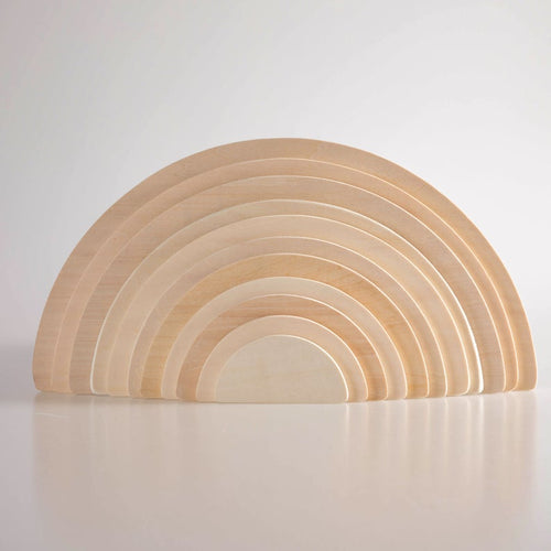 11-Piece Large Wooden Rainbow Stacking Semi-Circle Building Board Set – Natural Colors