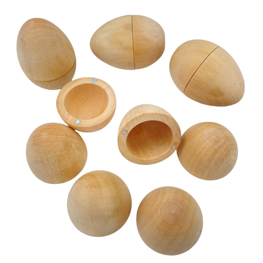 6 Pcs Magnetic Natural Wooden Eggs